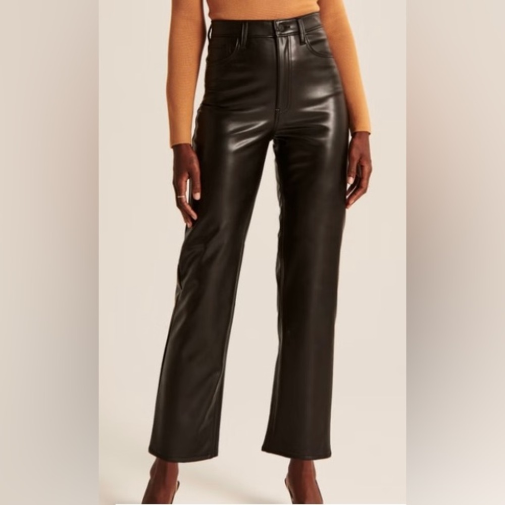 Abercrombie and Fitch Vegan Leather Pants Ankle Straight Ultra High Rise NWOT
